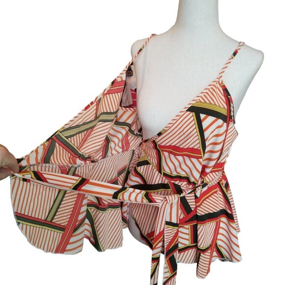 Wrap Shirt Tank Blouse Sleeveless Curvy  Size XL  12-14 Womens Geometric Peplum - Picture 8 of 16